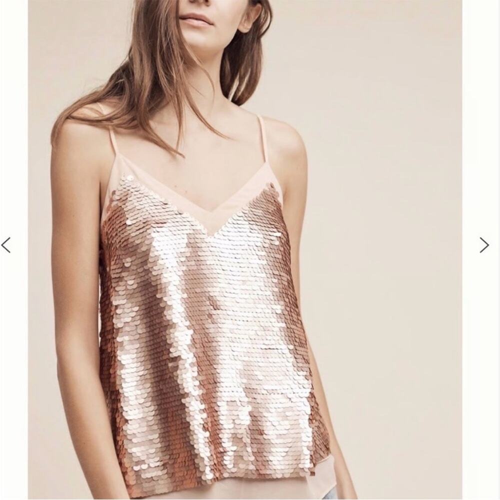 Anthropologie Moulinette Soeurs rose gold sequin cami top sz 2